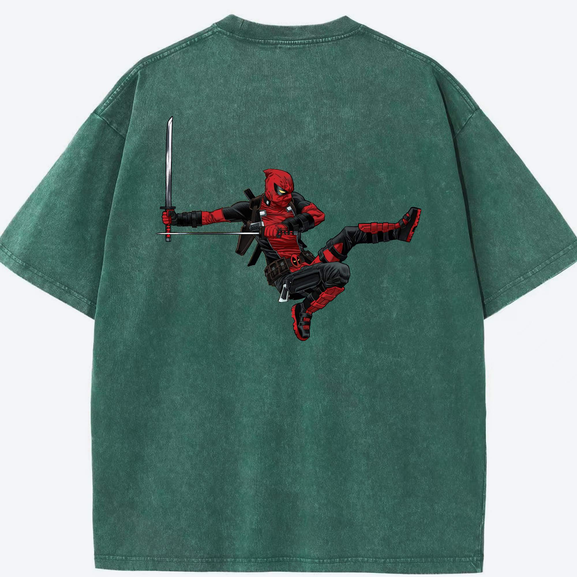 （画像用） Deadpool デッドプール 綿100% ヴィンテージ風 半袖Tシャツ（背面プリント）